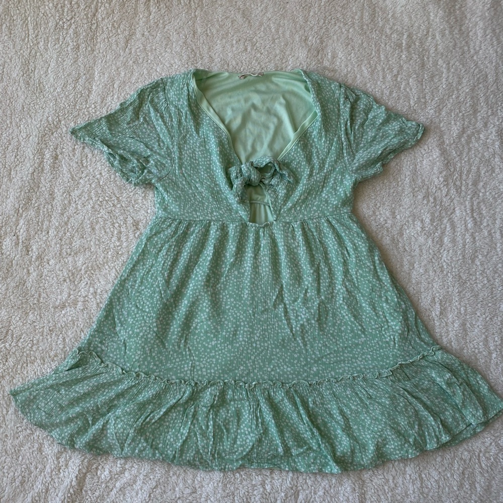 Altar’d State Polka Dot Teal Mini Dresss